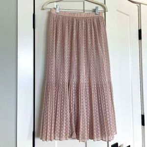Blush Pleated Midi Skirt-Small